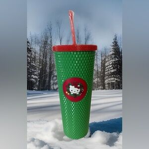 Hello Kitty Christmas Studded Tumbler Cup with Straw & Lid